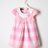 一件代发 童装女童夏季外贸格子纯棉连衣裙0008